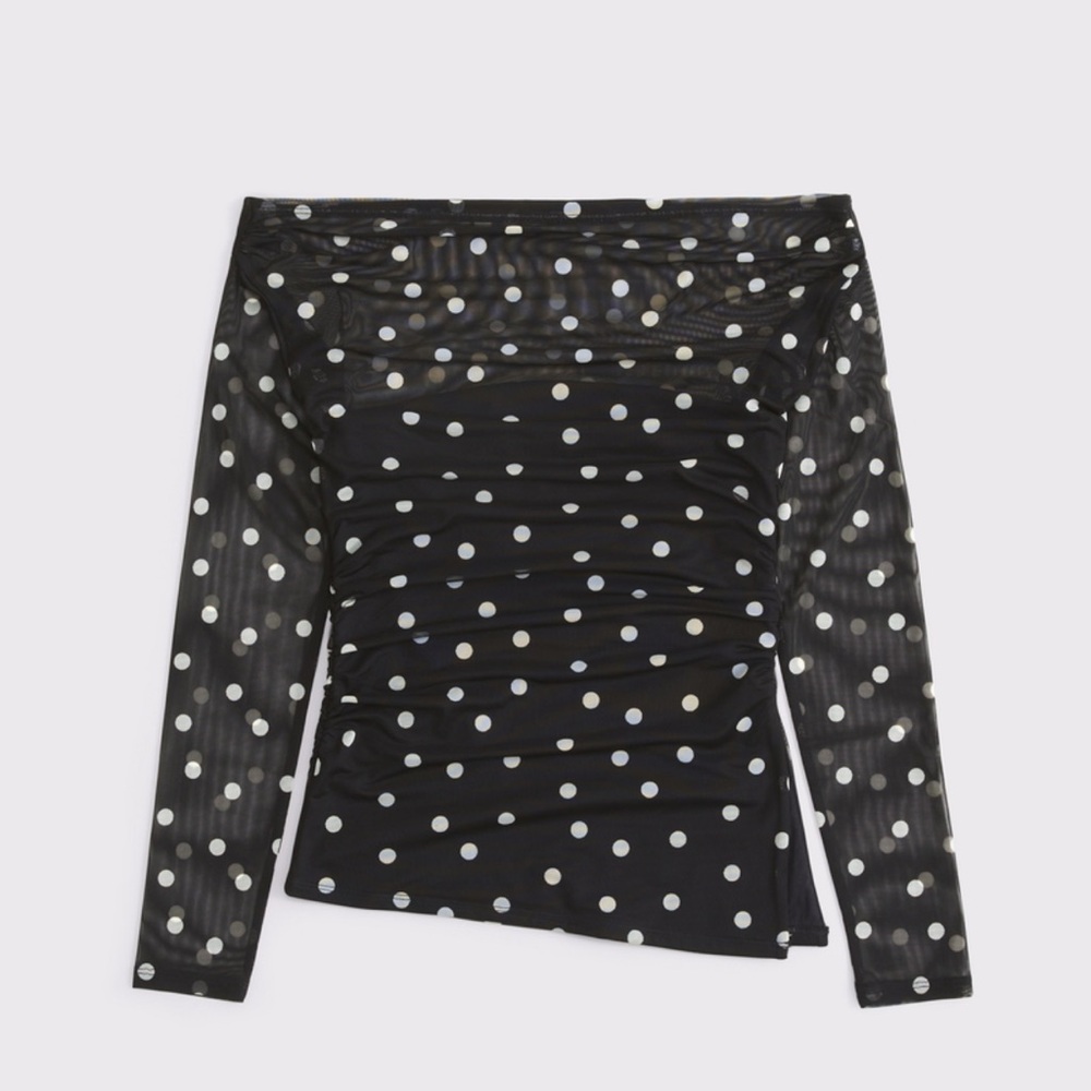 Black Polka Dot Off-Shoulder Top